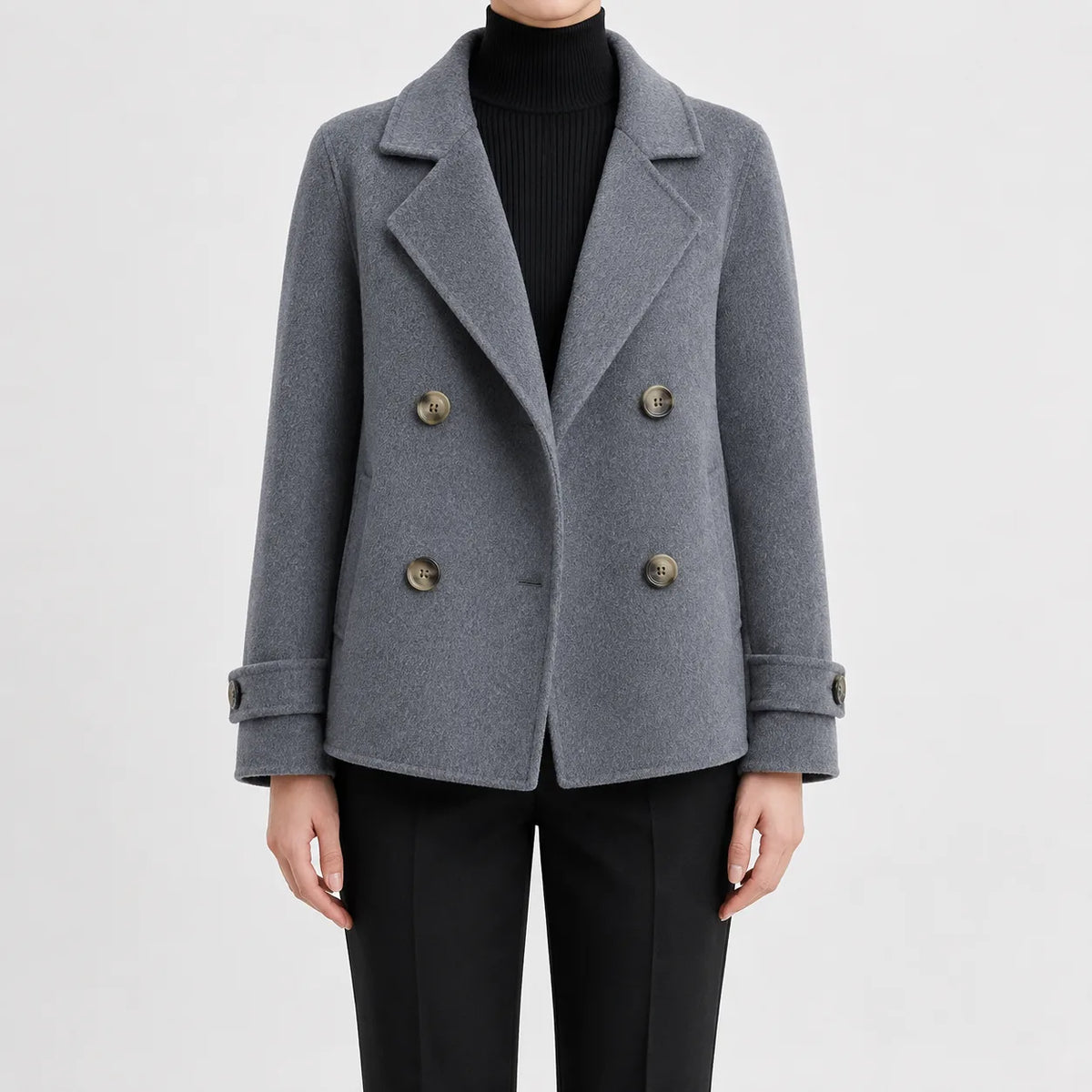 Korte trenchcoat met dubbele knopen