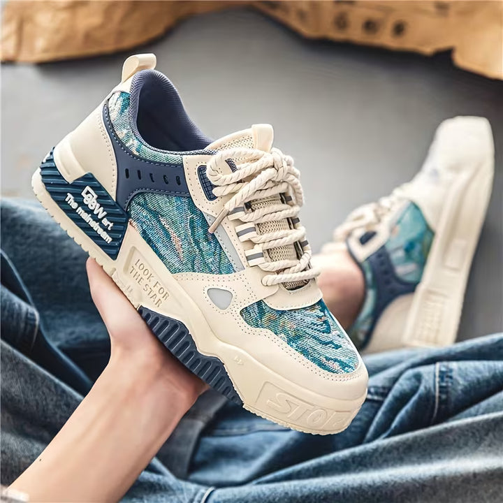 Finn | Niebiesko-białe męskie buty inspirowane sztuką