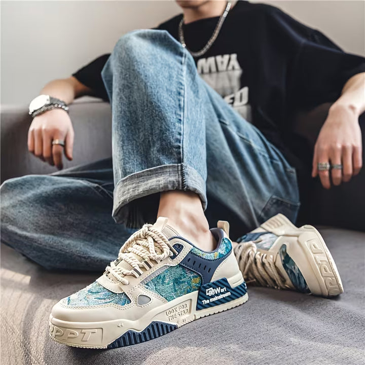 Finn | Niebiesko-białe męskie buty inspirowane sztuką