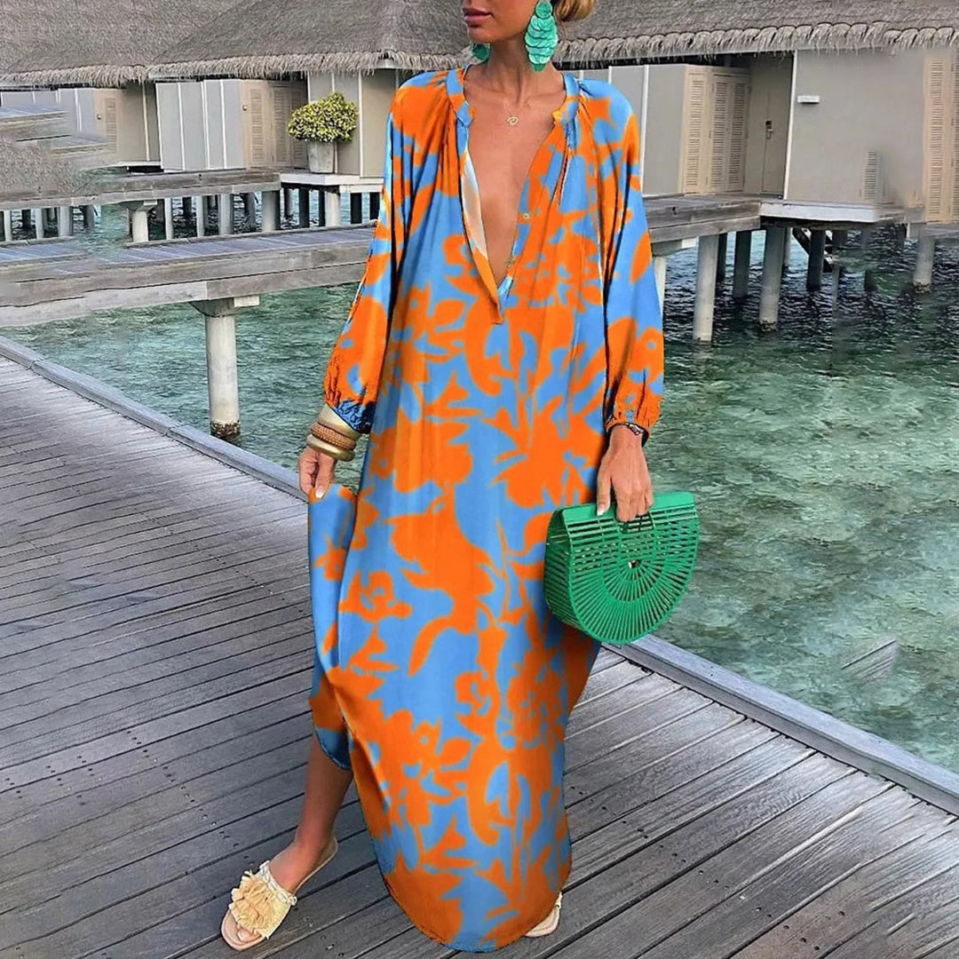 Sophia | Elegante jurk in de kleur Oranje voor dames in stijl ideaal voor de lente.
