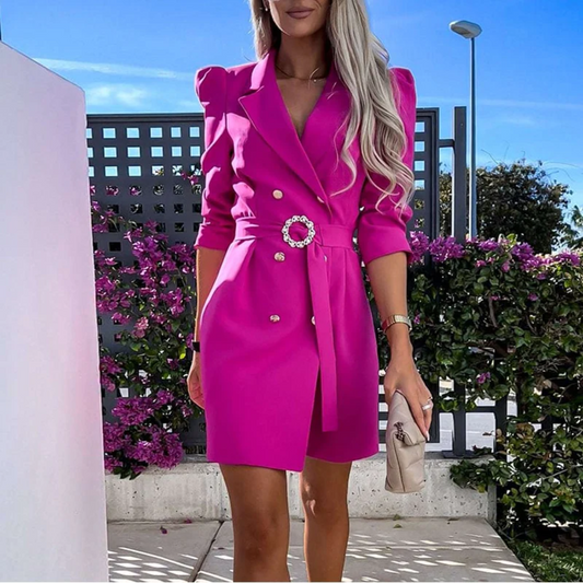Sophie | Blazerjurk met ceintuur in de kleur Roze voor dames in Formal stijl geschikt voor alle seizoenen.