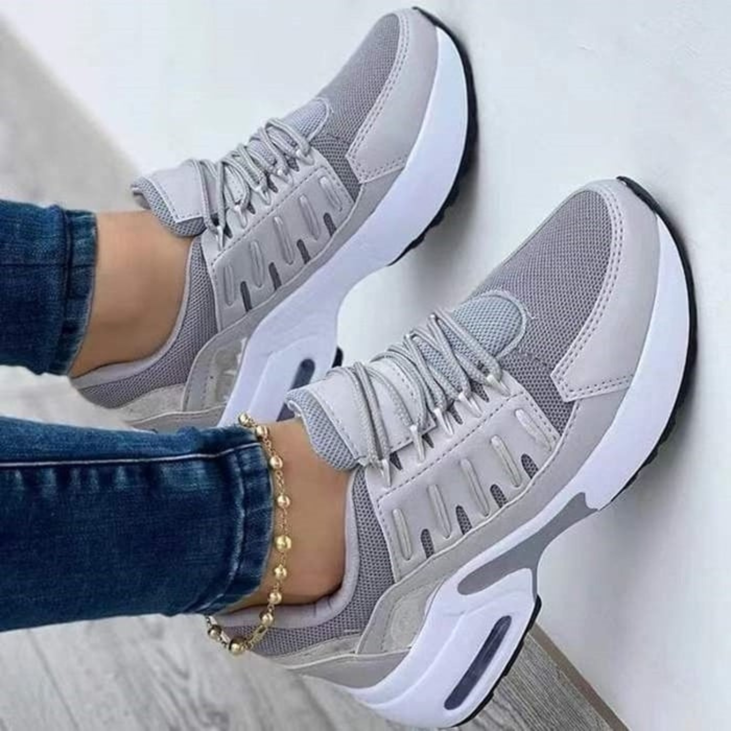 Sophie | Comfortabele dames sneakers met comfortabele zool in de kleur Grijs voor dames in stijl geschikt voor alle seizoenen.