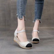 Sophie | Espadrilles met enkelbandje en contrasterende teenkapjes in de kleur Wit voor dames in Beach stijl ideaal voor de zomer.