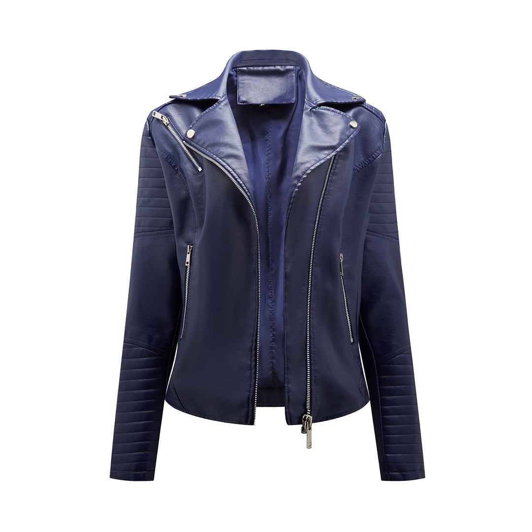 Sophie | Stijlvolle leren jas in de kleur Donkerblauw voor dames in stijl ideaal voor de herfst.