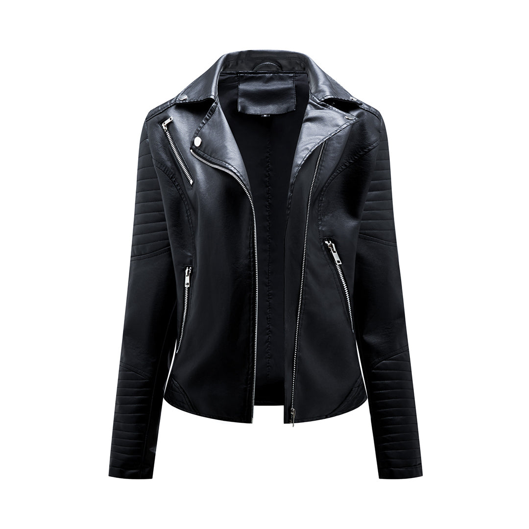 Sophie | Stijlvolle leren jas in de kleur Zwart voor dames in stijl ideaal voor de herfst.
