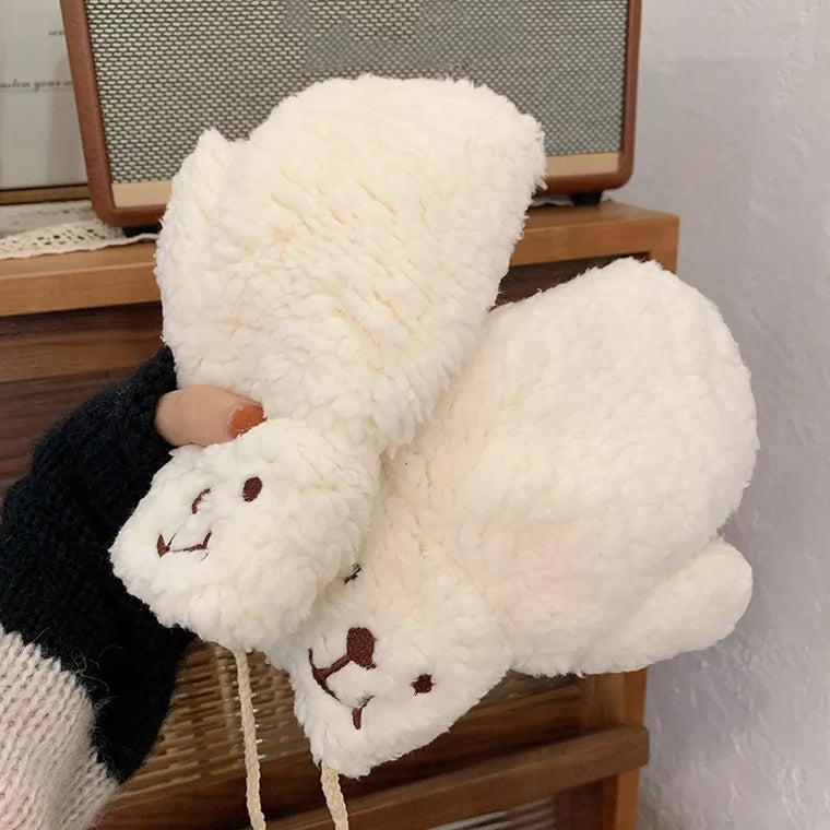 Sophie | Zachte & warme teddy wanten in de kleur Wit voor dames in Lounge stijl ideaal voor de winter