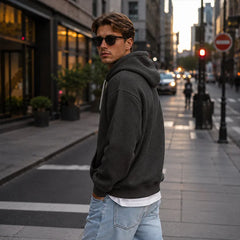 Hoodie met kwart rits en capuchon