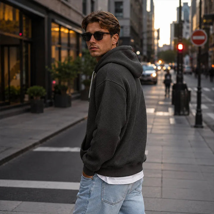 Hoodie met kwart rits en capuchon