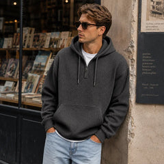 Hoodie met kwart rits en capuchon