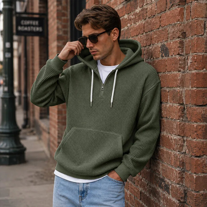 Hoodie met kwart rits en capuchon
