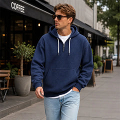 Hoodie met kwart rits en capuchon