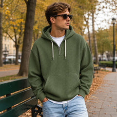 Hoodie met kwart rits en capuchon