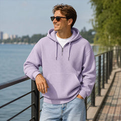 Hoodie met kwart rits en capuchon