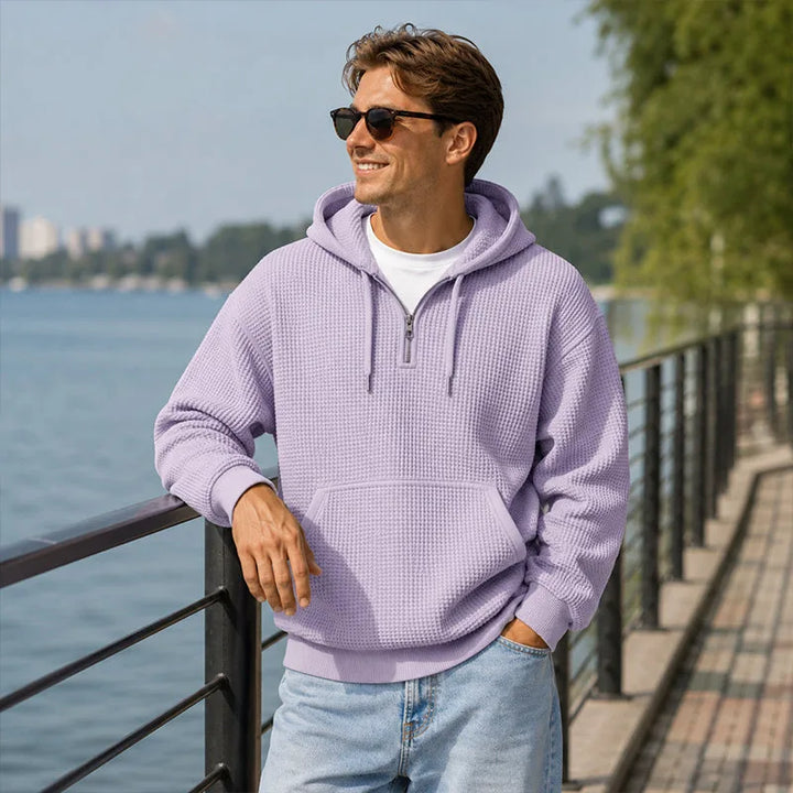 Hoodie met kwart rits en capuchon