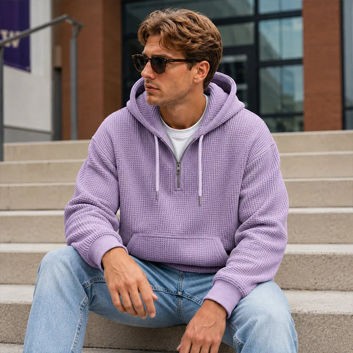 Hoodie met kwart rits en capuchon
