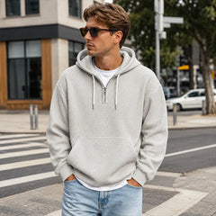 Hoodie met kwart rits en capuchon