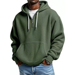 Hoodie met kwart rits en capuchon