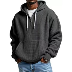 Hoodie met kwart rits en capuchon