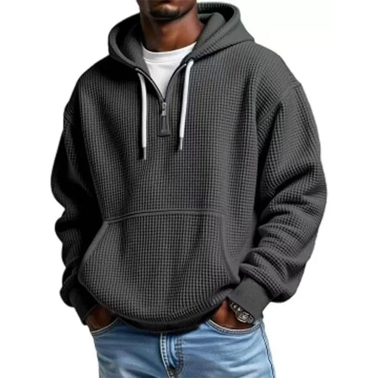 Hoodie met kwart rits en capuchon