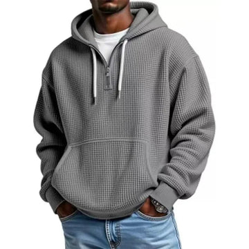 Hoodie met kwart rits en capuchon