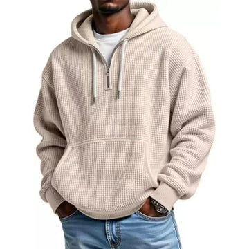 Hoodie met kwart rits en capuchon