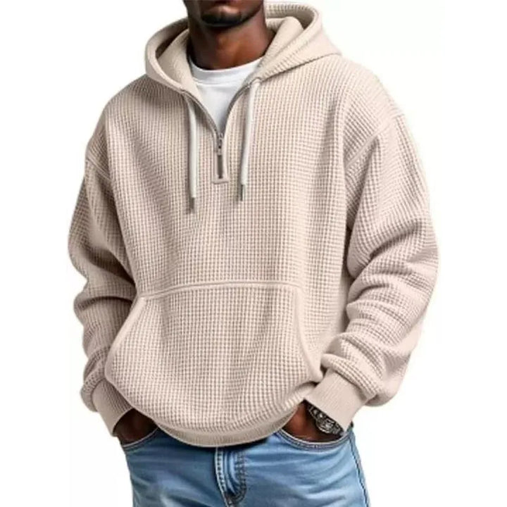 Hoodie met kwart rits en capuchon