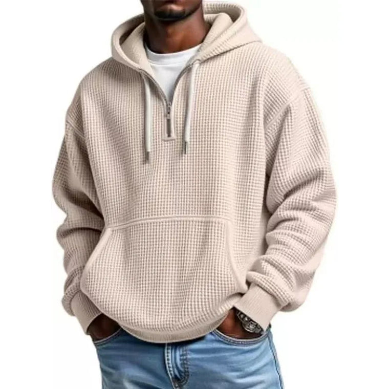 Hoodie met kwart rits en capuchon