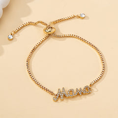 Mooie Mama Letter Bedelarmband met Nepdiamanten