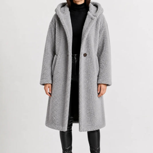 Oversized teddy jas met capuchon