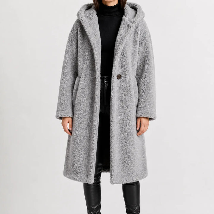 Oversized teddy jas met capuchon