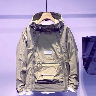 Sven | Dubbel Rits Hooded Jas in de kleur Khaki voor heren in stijl ideaal voor de herfst.