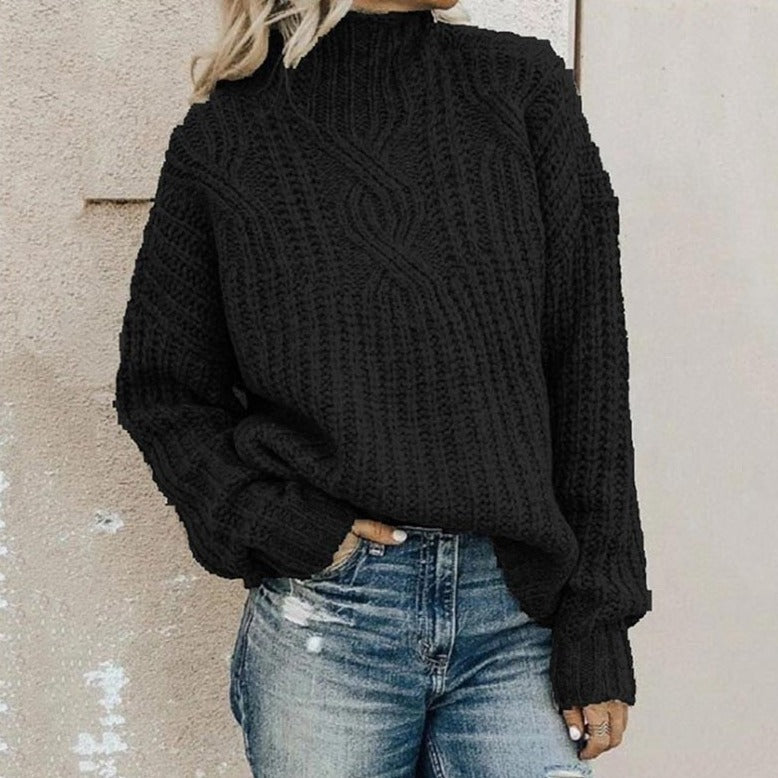 Sweater met Comfortabele rolkraag in de kleur Zwart voor dames in Casual stijl ideaal voor de herfst.