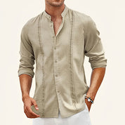 Thijs | Stijlvol herenoverhemd in de kleur Khaki voor heren in stijl ideaal voor de lente.