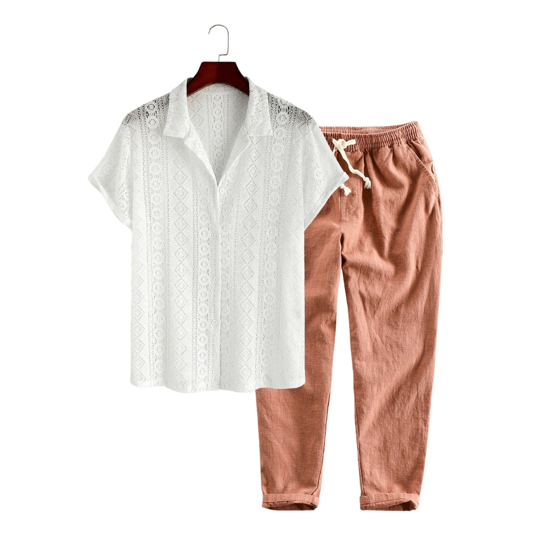 Thijs | Stijlvolle heren zomerset in de kleur Oranje voor heren in stijl ideaal voor de zomer.