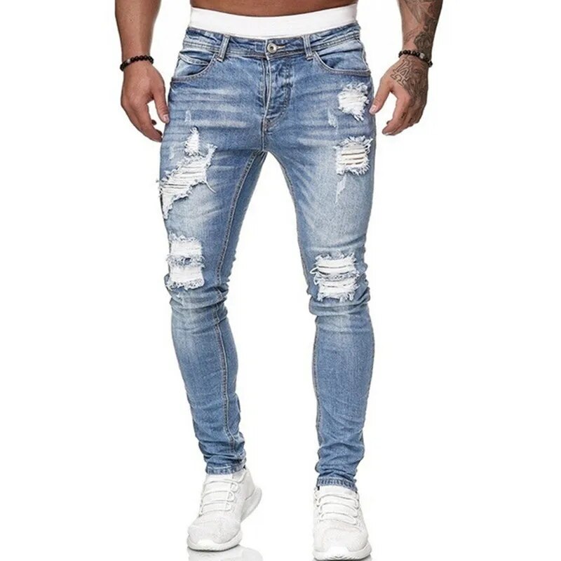 Thomas | Kokerjeans van denim in de kleur Lichtblauw voor heren in Heritage stijl ideaal voor de herfst.