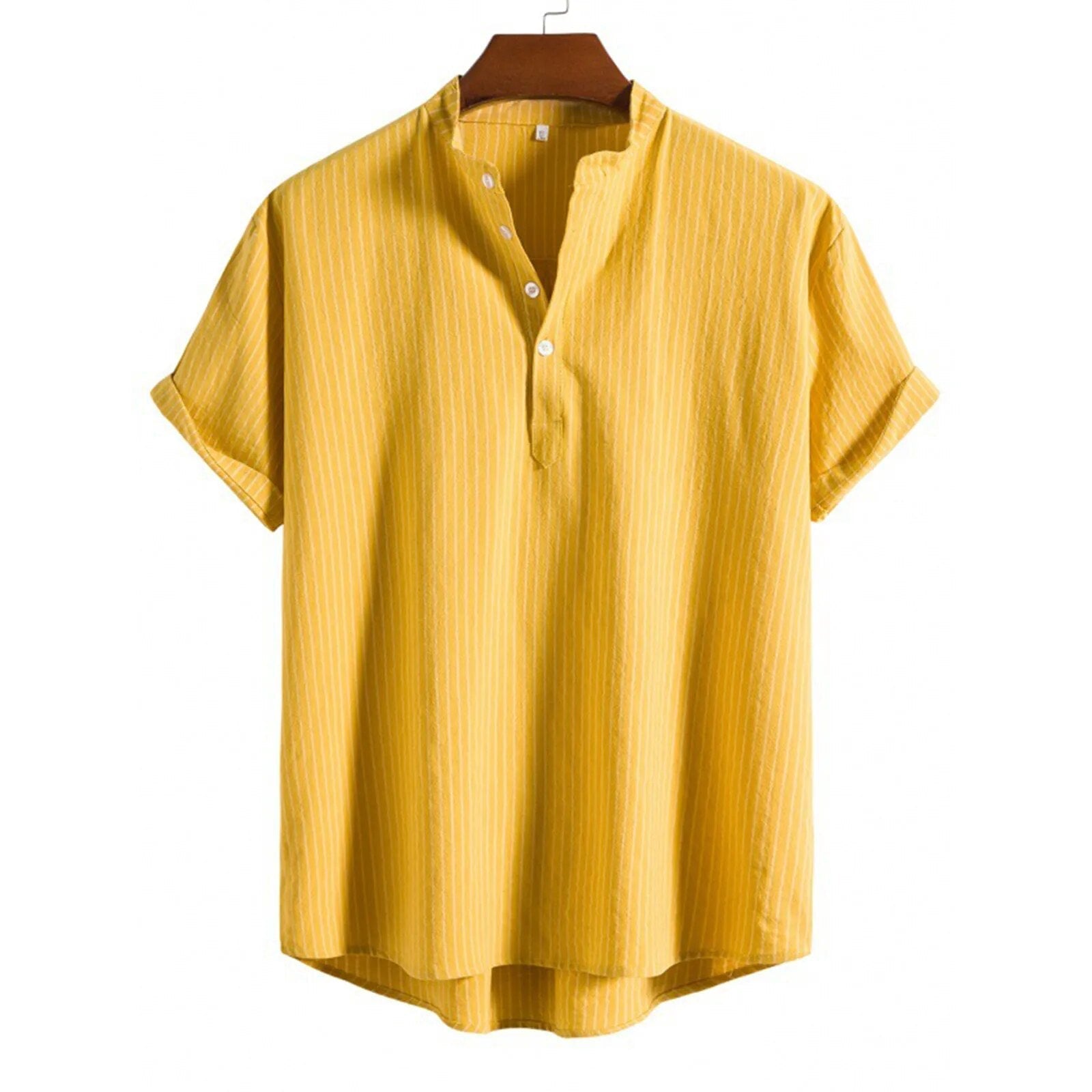 Thomas | Zomerse Casual Overhemd in de kleur Geel voor heren in stijl ideaal voor de zomer.