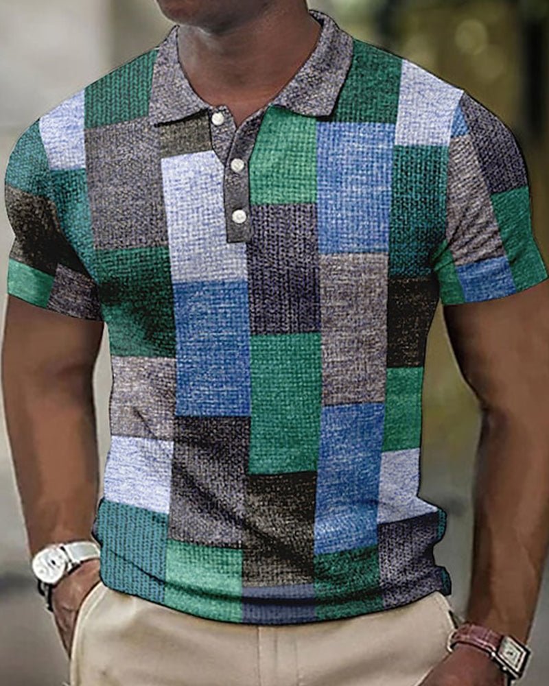 Tomer | Herenpolo met ruiten en korte mouwen in de kleur Grijs voor heren in stijl ideaal voor de herfst.