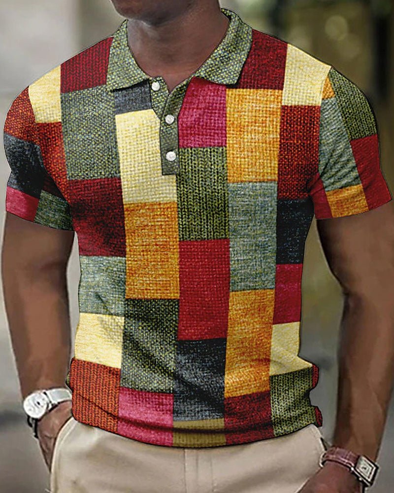 tomer-herenpolo-met-ruiten-en-korte-mouwen-rood-deqalli.jpg
