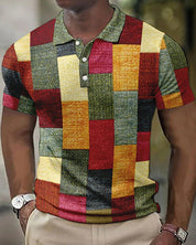 Tomer | Herenpolo met ruiten en korte mouwen in de kleur Rood voor heren in stijl ideaal voor de herfst.