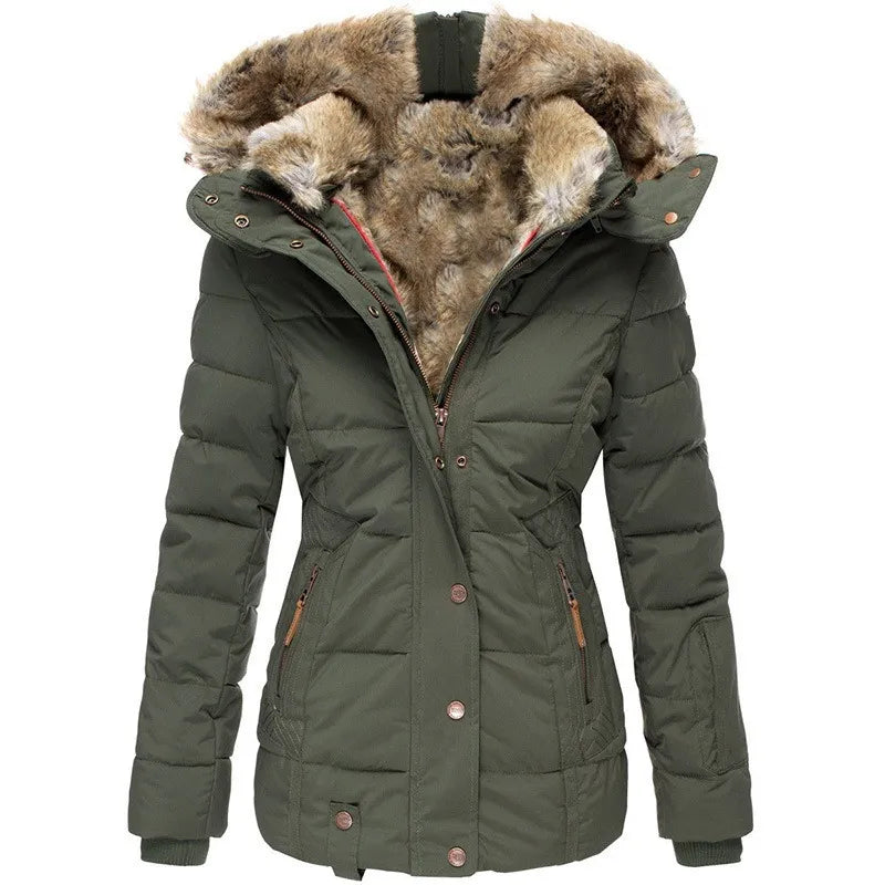 Tommy | jasje voor dames met kraag en bont in de kleur Groen voor dames in stijl ideaal voor de winter
