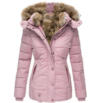 Tommy | jasje voor dames met kraag en bont in de kleur Roze voor dames in stijl ideaal voor de winter