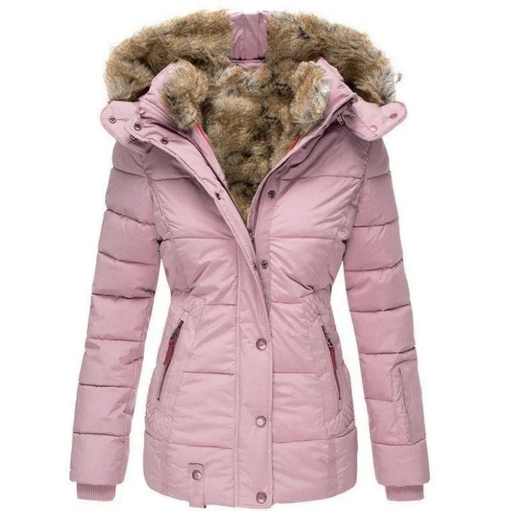 Tommy | jasje voor dames met kraag en bont in de kleur Roze voor dames in stijl ideaal voor de winter