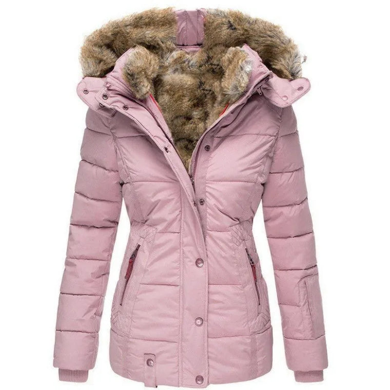 Tommy | jasje voor dames met kraag en bont in de kleur Roze voor dames in stijl ideaal voor de winter