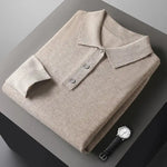 Tony | Polo van 100% kasjmier in de kleur Beige voor heren in Heritage stijl geschikt voor alle seizoenen.