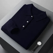 Tony | Polo van 100% kasjmier in de kleur Marineblauw voor heren in Heritage stijl geschikt voor alle seizoenen.