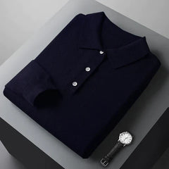 Tony | Polo van 100% kasjmier in de kleur Marineblauw voor heren in Heritage stijl geschikt voor alle seizoenen.