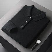 Tony | Polo van 100% kasjmier in de kleur Zwart voor heren in Heritage stijl geschikt voor alle seizoenen.