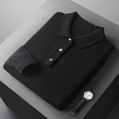 Tony | Polo van 100% kasjmier in de kleur Zwart voor heren in Heritage stijl geschikt voor alle seizoenen.