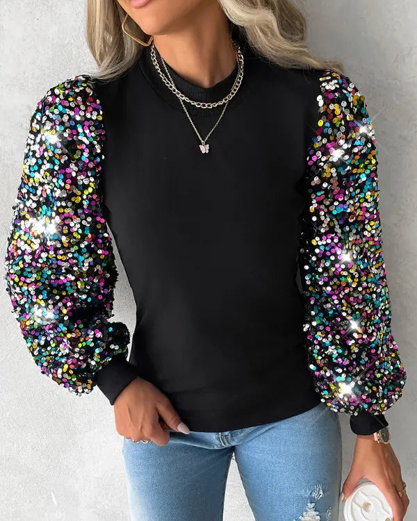 Top met kleurrijke ballonmouwen in de kleur Zwart voor in stijl geschikt voor alle seizoenen.