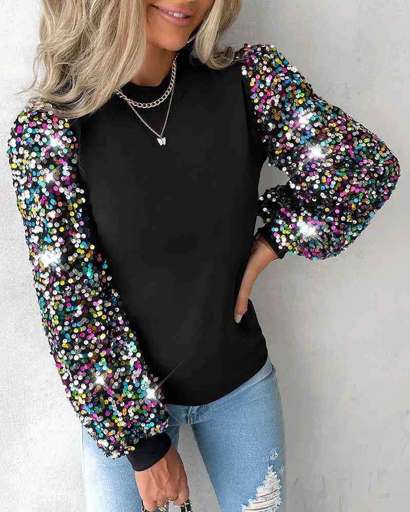 Top met kleurrijke ballonmouwen in de kleur Zwart voor in stijl geschikt voor alle seizoenen.
